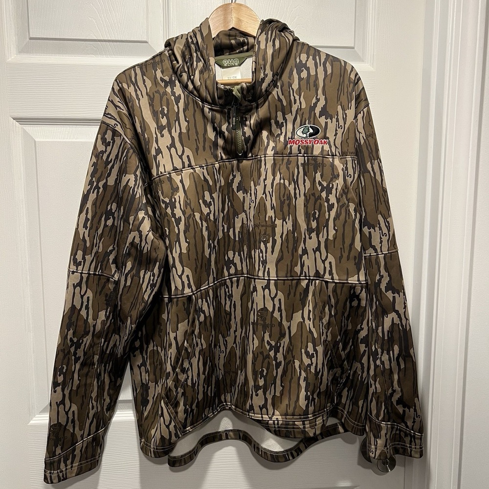 EHG ELITE Jacket Mossy Oak Bottomland Patrn 2XL, Camo Hunting Gear 1/4 Zip Hoody